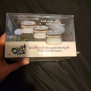 NIB OUST Glass Candle Holder/2 Refills Set Clean Scent Rare New Old Stock